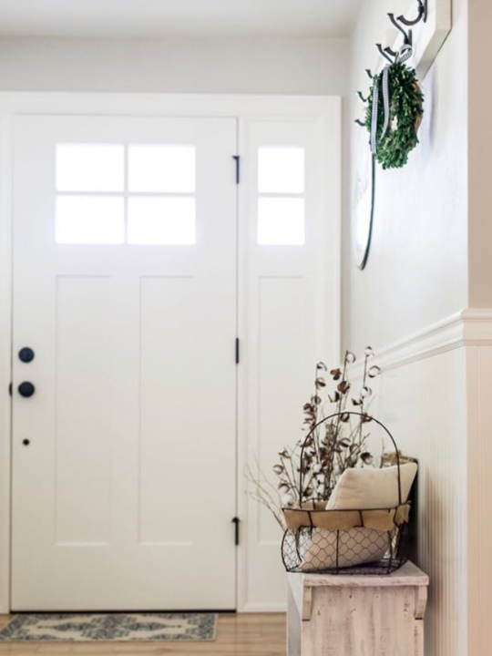 Interior of white painted front door