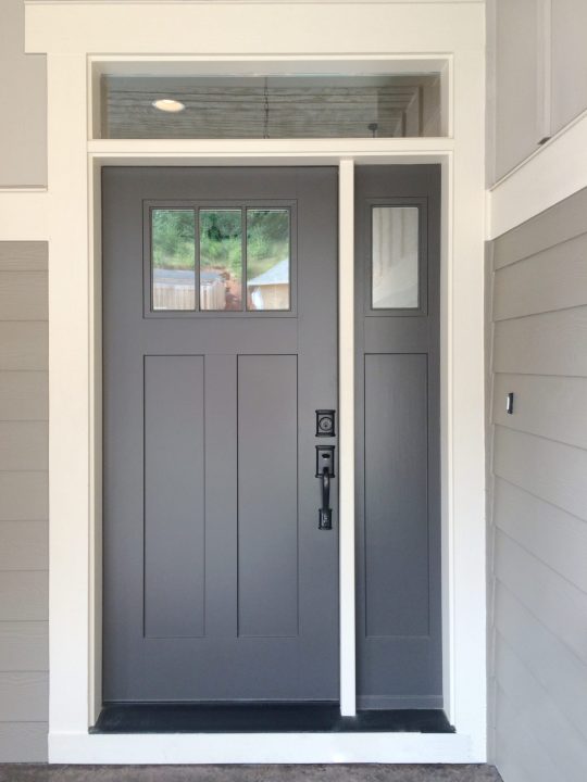 Painted front door with glass